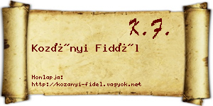 Kozányi Fidél névjegykártya
